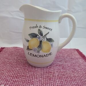 Yankee Candle White Ceramic Lemonade Pitcher with Yellow Lemon Design